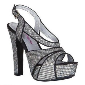 Silver sparkle heels